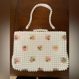 Vintage 1950’s white capsule bubble beaded handbag by Grandee Bead